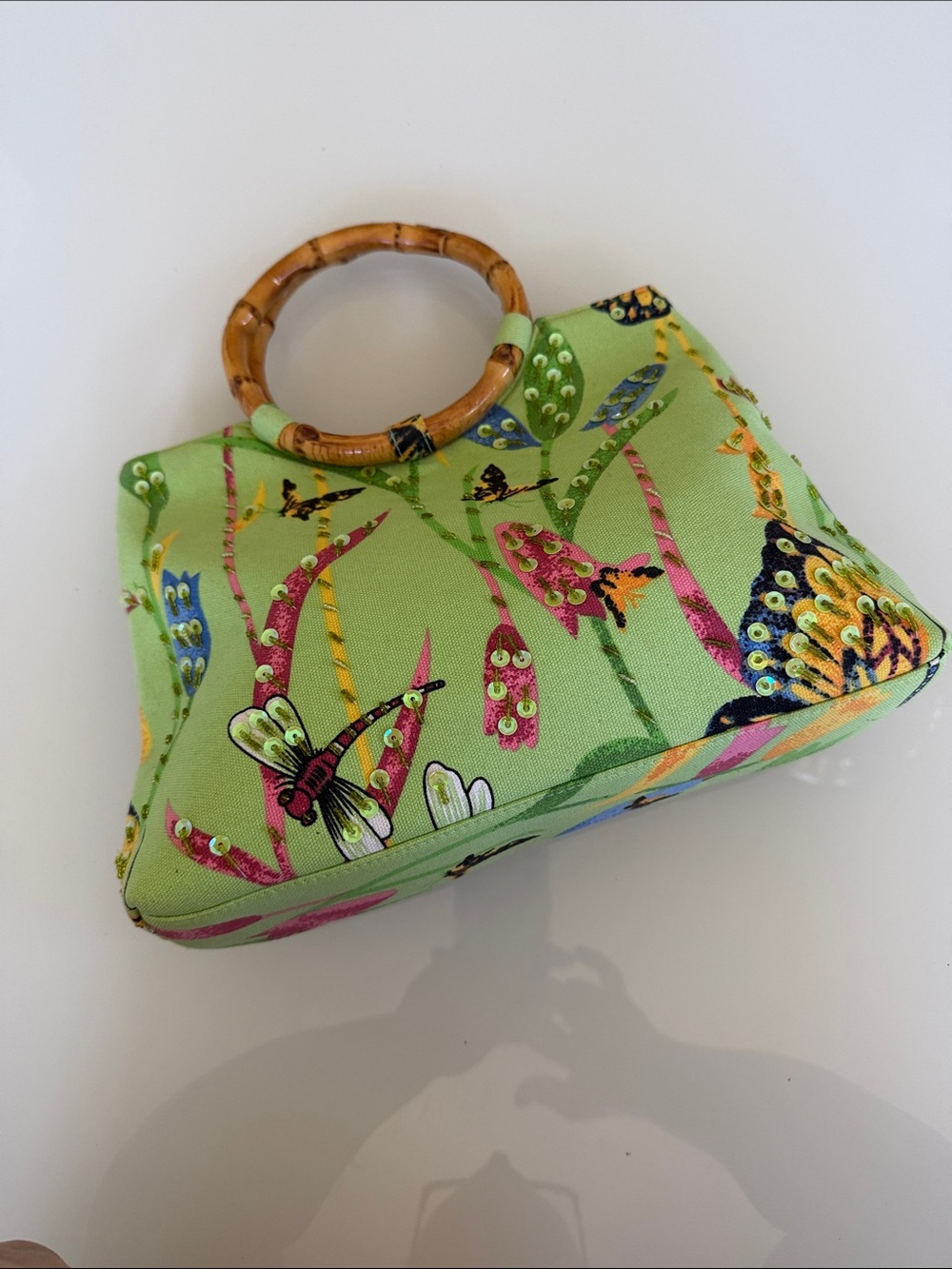 Canvas Bamboo-Handle Handbag